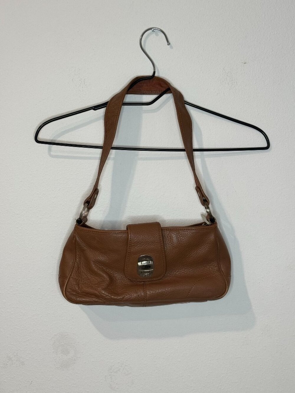 THE SAK Vintage Brown Pebbled Leather Baguette Shoulder Bag